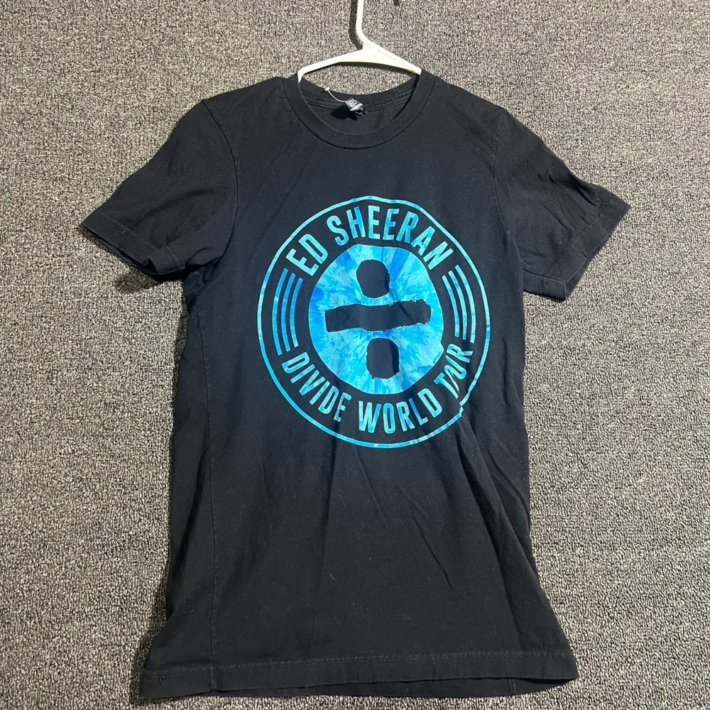 Ed Sheeran Divide World Tour T-Shirt Black Blue Concert Graphic Tee Small